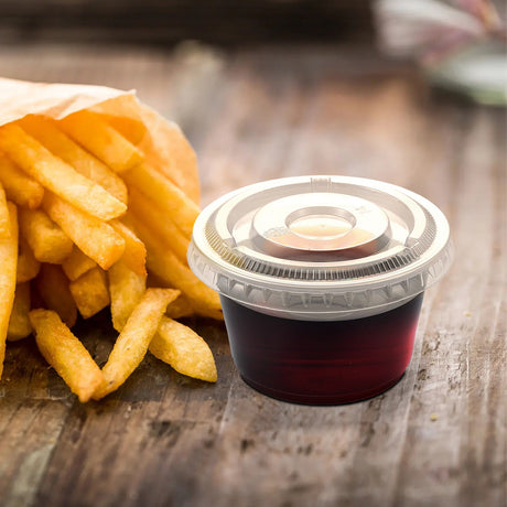 [2,500ct] 3.25-5.5oz PET Plastic Portion Cup Lids | Clear