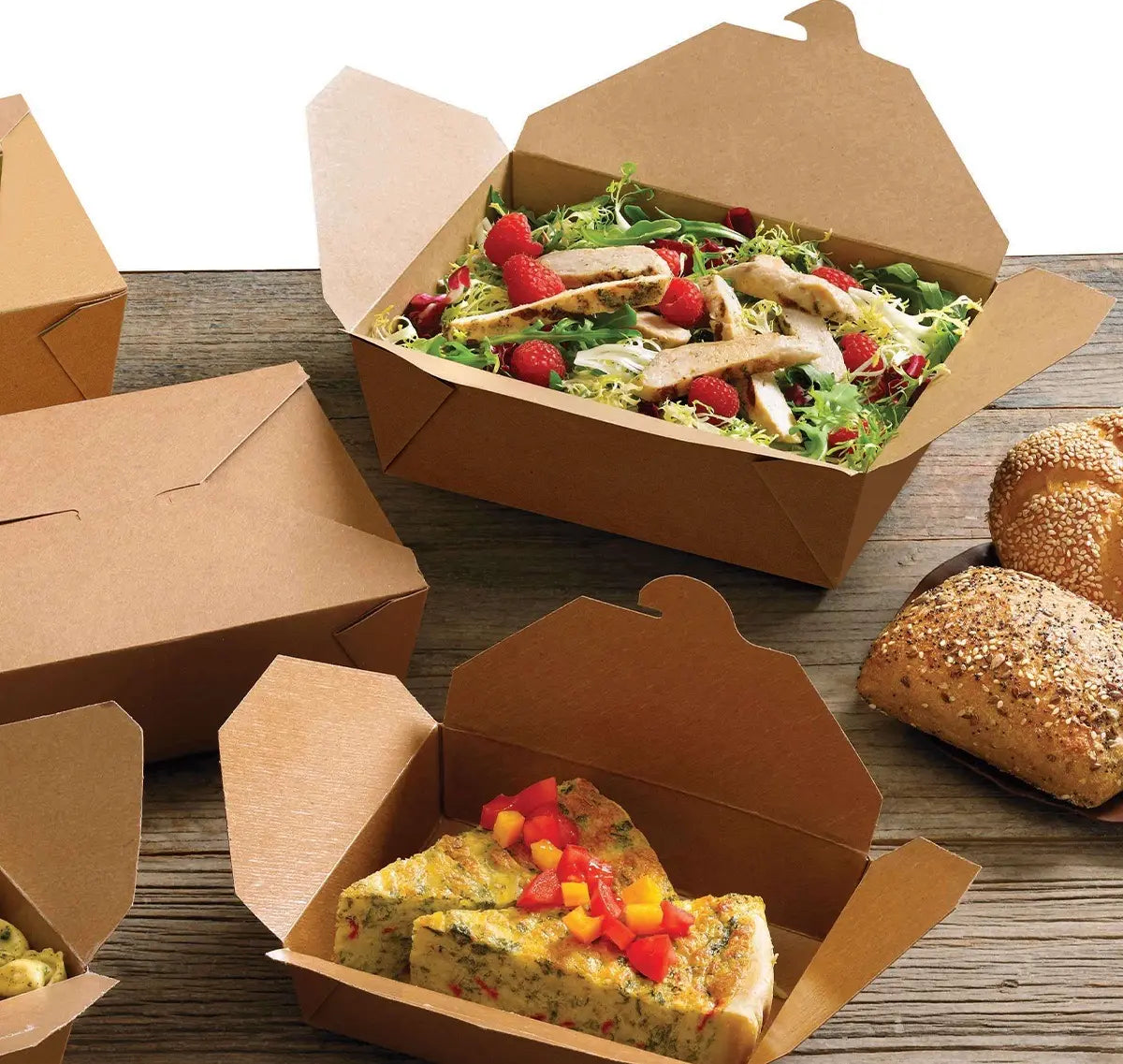 [200ct] 65oz Kraft Paper Take-Out Boxes