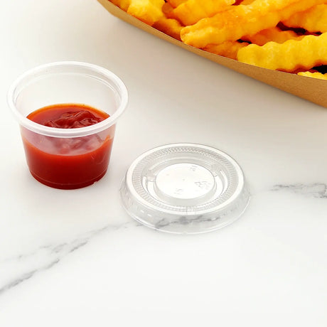 [2,500ct] 1oz PET Plastic Portion Cup Lids | Clear