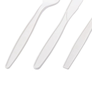 [250ct] PP Plastic Extra Heavy Weight Cutlery Kit with Salt and Pepper | White