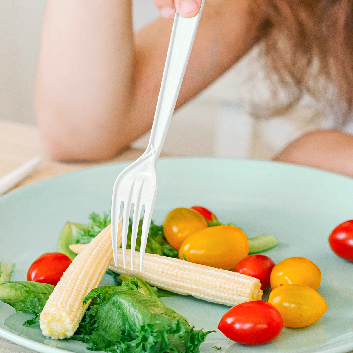 [1,000 ct] PP Plastic Heavy Weight  Forks | White