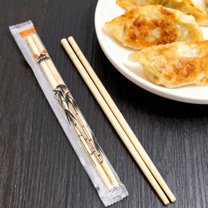 [100ct] 7.8" Plastic Wrapped Bamboo Round Chopsticks