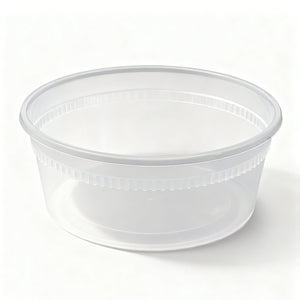 [240ct]  8 oz PP Plastic Heavy Duty Deli Containers with Lids | Microwavable | Clear