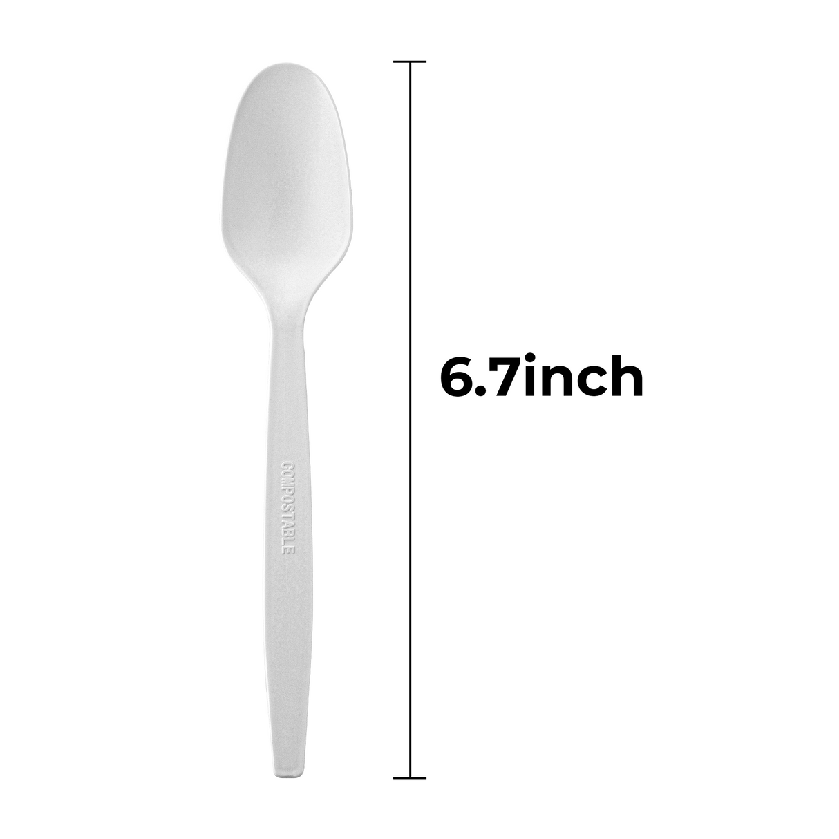 [500ct] PLA Heavy Weight Tea Spoons with a Free Eco Bag | White