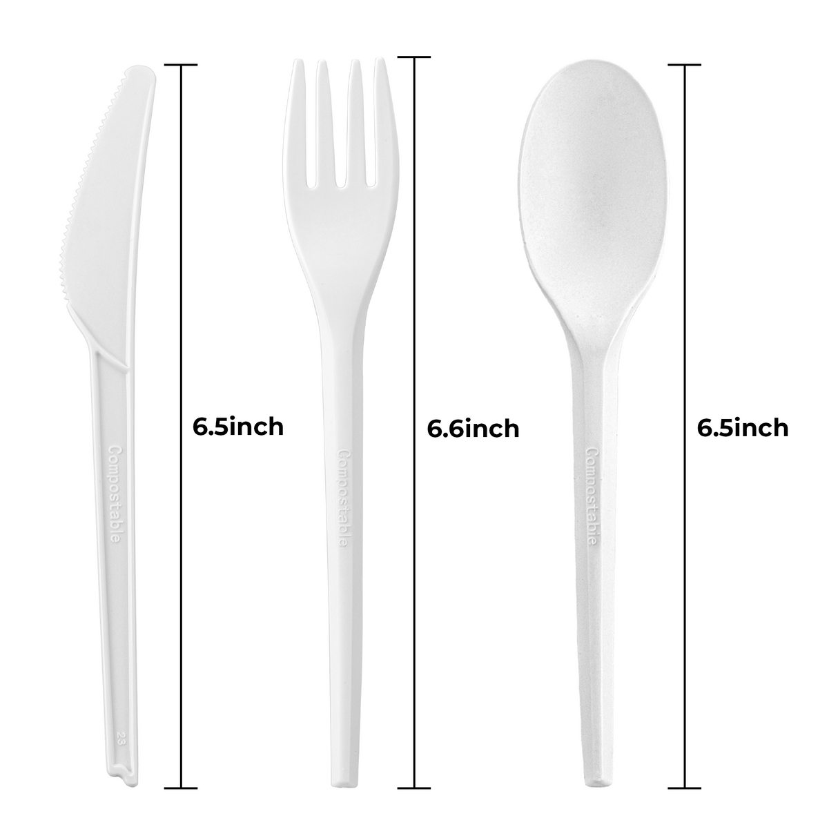 [250ct] PLA Heavy Weight Cutlery Kits (Knife, Fork,Tea Spoon,Napkin) | White