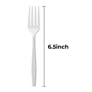[150ct] Compostable PLA Heavy Weight Forks | Whtie