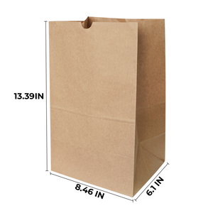 [400ct] 8.46"×6.1"×13.39" Kraft Paper Customize Now Bag | Natural