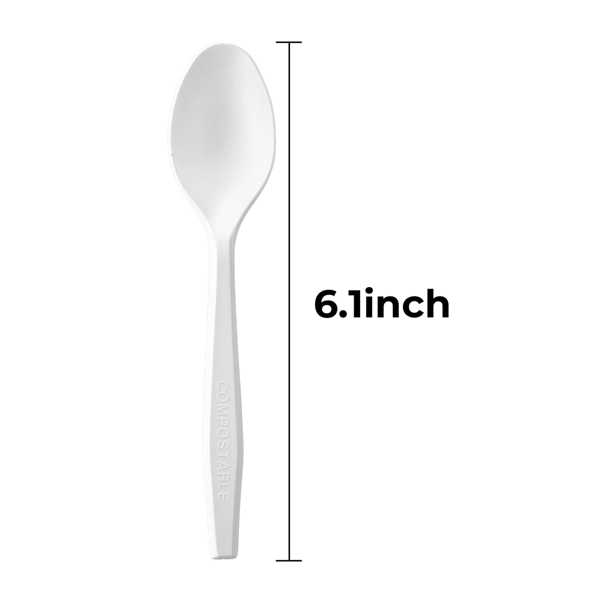 [150ct] Compostable PLA Heavy Weight Tea Spoons | Whtie