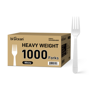 [1,000 ct] PP Plastic Heavy Weight  Forks | White