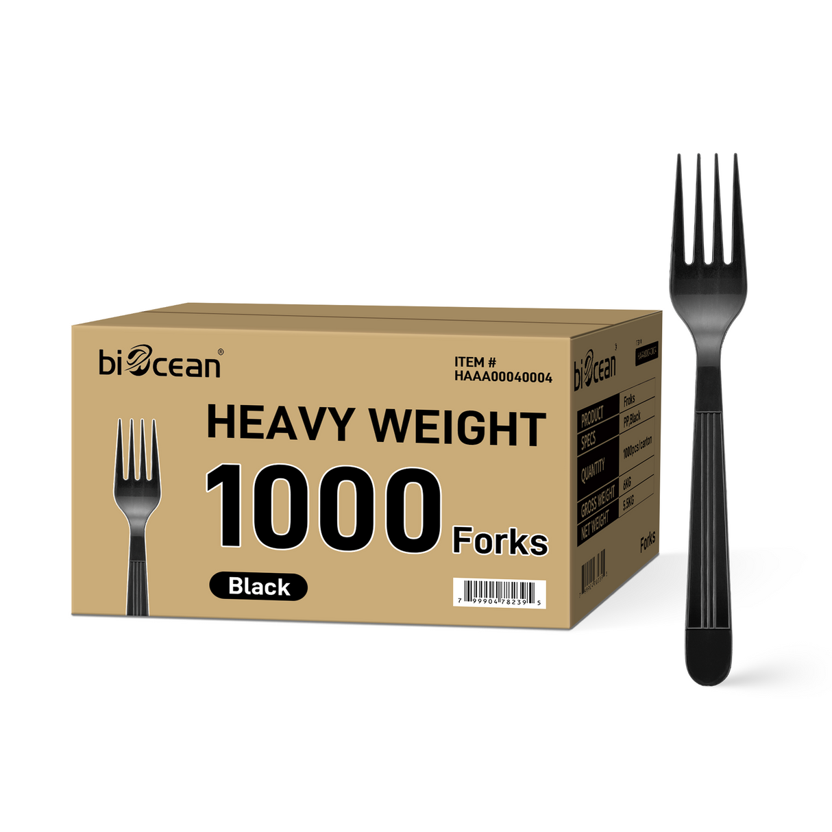 [1,000 ct] PP Plastic Heavy Weight  Forks | Black