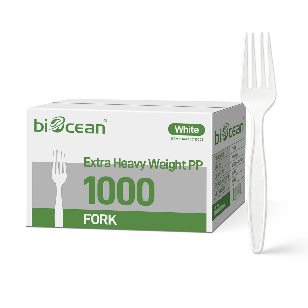 [1,000 ct] PP Plastic Extra Heavy Weight  Forks | White