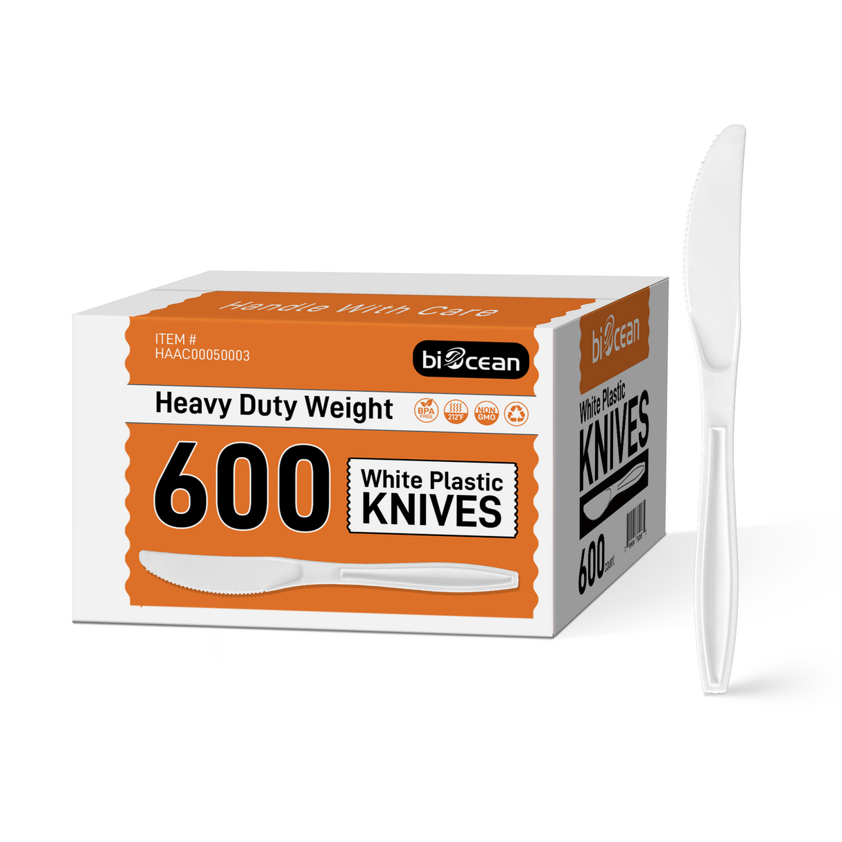 [600ct] PS Plastic Heavy Weight  Knives | White