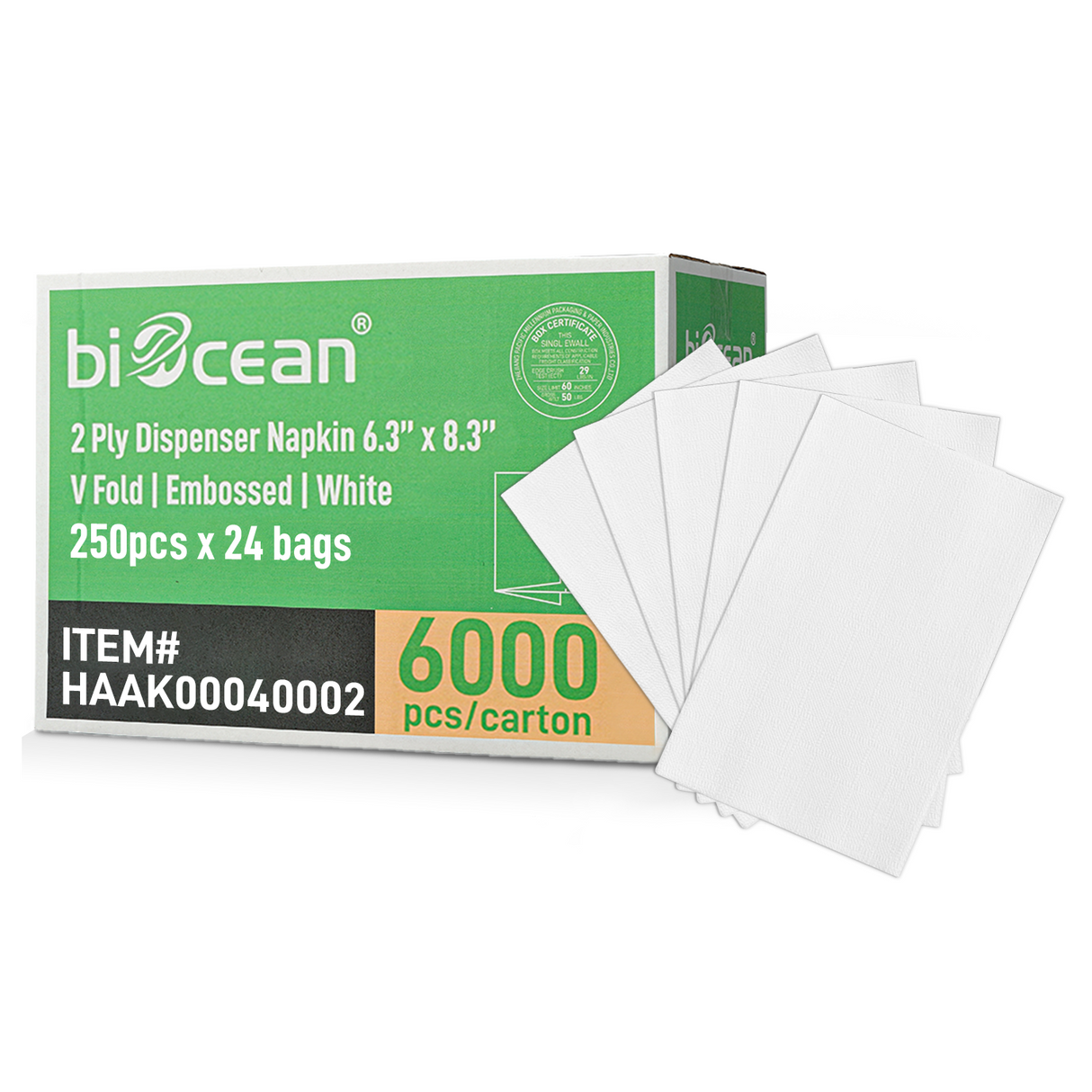 [6,000ct] 6.3"x 8.3" 2-Ply  Dispenser Napkins | Single Fold | White