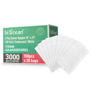 [3,000ct] 15" x 17"  2-Ply Dinner Napkins | 1/8 Fold | White