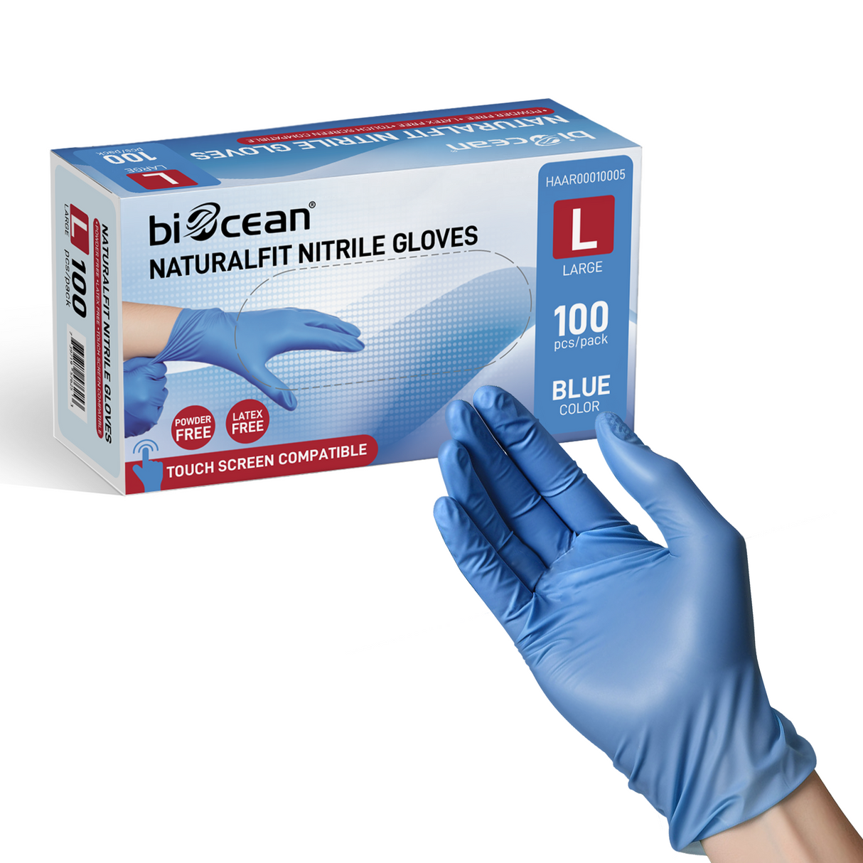 [1,000ct] Powder-Free Nitrile Gloves | Large | Blue