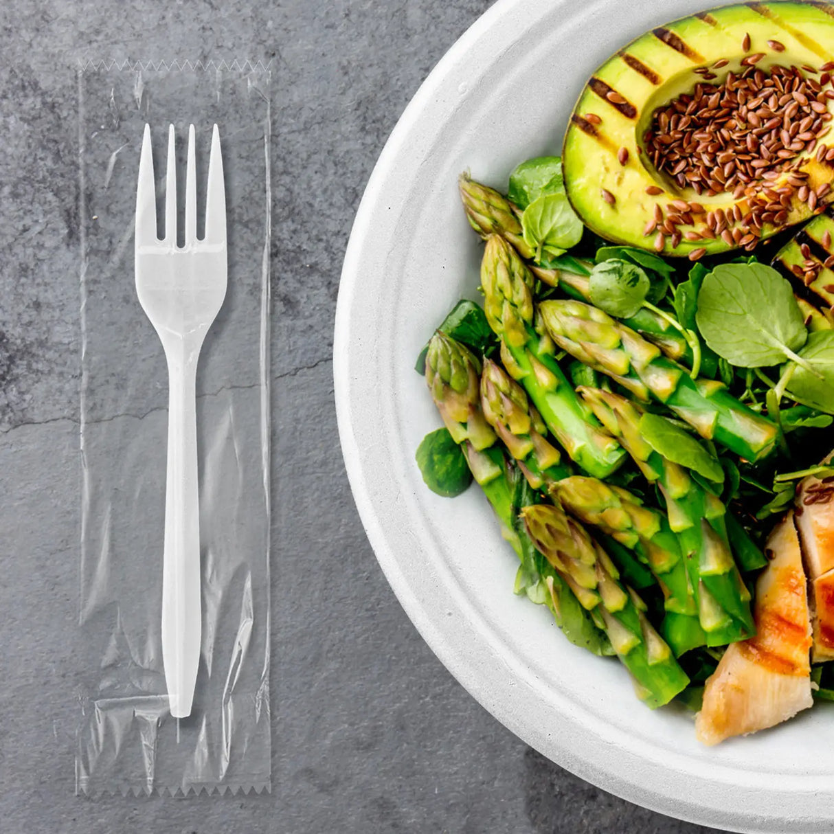 [1,000 ct] PP Plastic Medium Weight Wrapped Forks | White