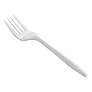[1,000ct] PP Plastic Medium Weight Forks | White
