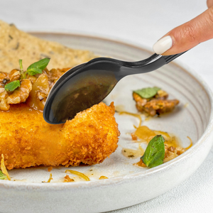 [1,000ct] PP Plastic Heavy Weight  Wrapped Soup Spoons | Black