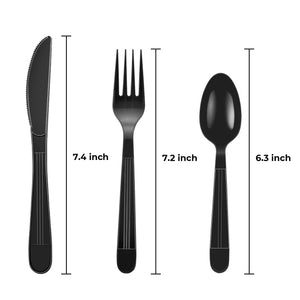 [250ct] PP Plastic Heavy Weight Cutlery Kits with Salt and Pepper | Black