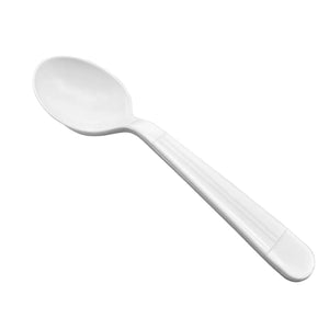 [1,000ct] PP Plastic Heavy Weight  Wrapped Soup Spoons | White