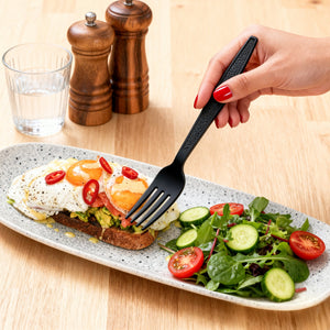 [1,000 ct] PS Plastic Heavy Weight Textured Forks | Black