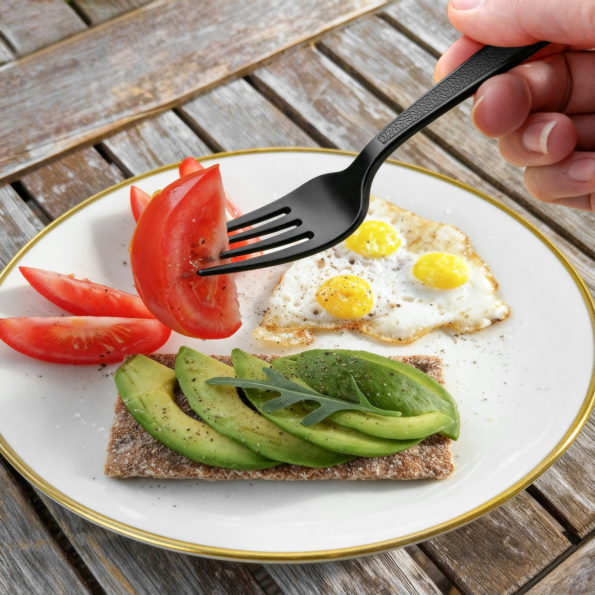 [1,000 ct] PS Plastic Heavy Weight Textured Forks | Black