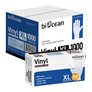 [1,000ct] Powder-Free  Vinyl Gloves | X-Large | Clear