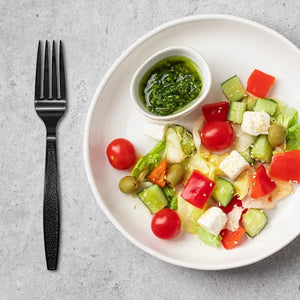 [1,000 ct] PS Plastic Heavy Weight Textured Forks | Black