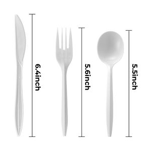 [400ct] PP Plastic Medium Weight  Cutlery Kits (Knife,Fork,Soup Spoon,Napkin) | White