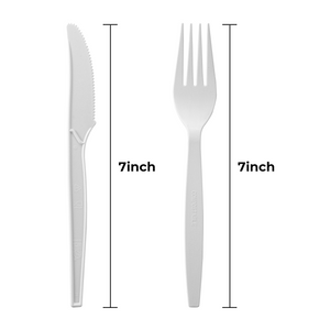 [250ct] PLA Heavy Weight Cutlery Kits (Knife, Fork, Napkin) | White