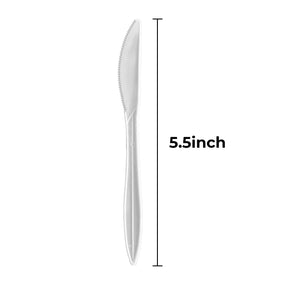 [1,000 ct] PP Plastic Medium Weight Knives | White